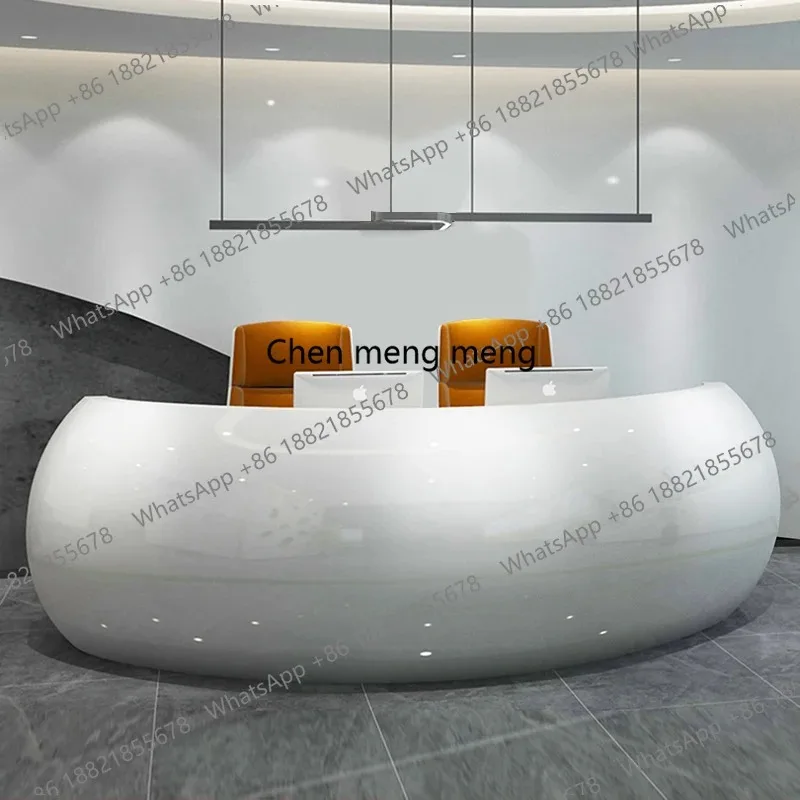 

F5822 Paint reception desk creative round bar welcome medical beauty consulting desk company office furniture arc cashier Compt