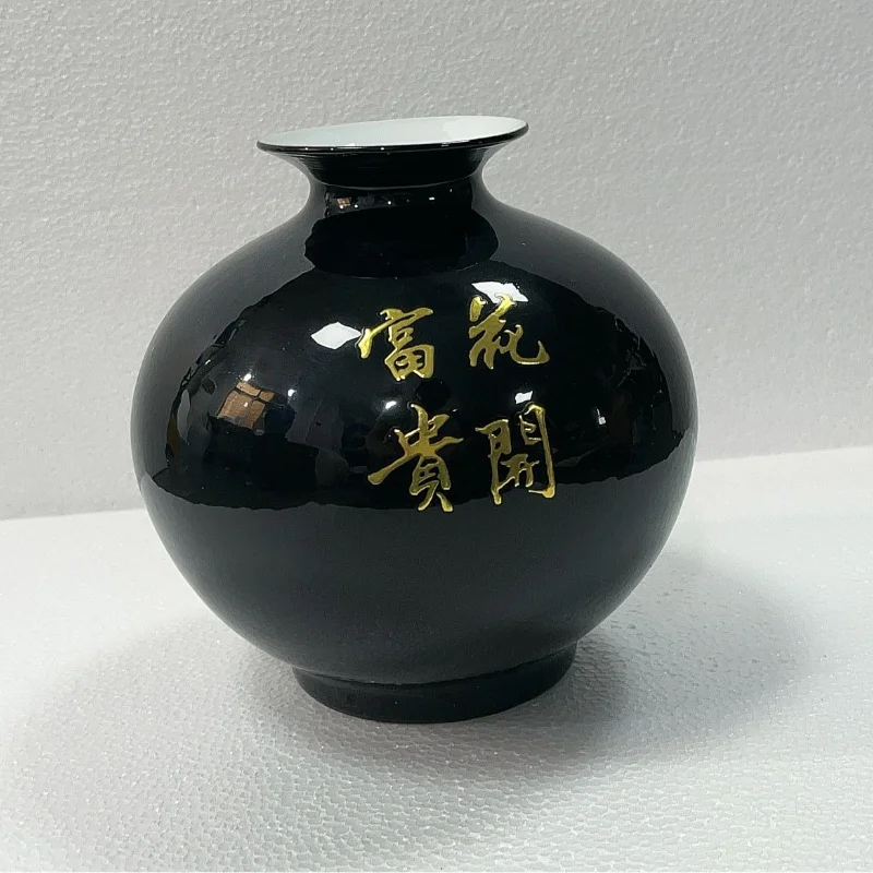 Chinese Style ceramics Vase Jingdezhen Black Porcelain Crystal Glaze Flower Vase Home decoration accessories Handmade Vases - view 6