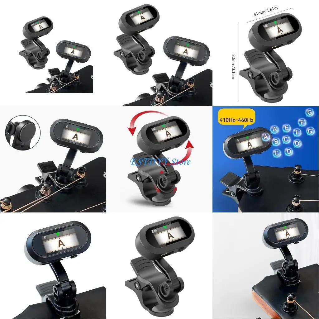 

G6DE Clip on Guitar Tuner with TFT Screen, 360 Rotating Clip for Guitar Bass Ukulele