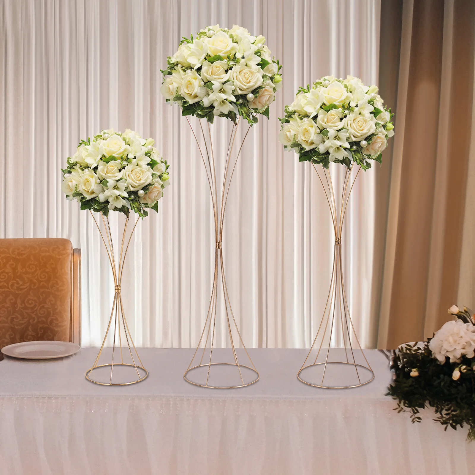Reusable Gold Flower Stands 3.97Lbs Total Weight, Smooth Surface Easy to Clean For Living Rooms & Coffee Shops