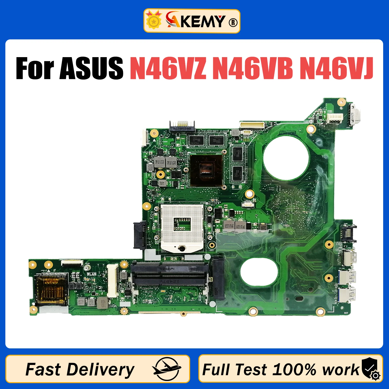 AKEMY N46VZ Mainboard For ASUS N46V N46VB N46VJ N46VM Laptop Motherboard HM76 GT630M GT635M DDR3 TEST OK