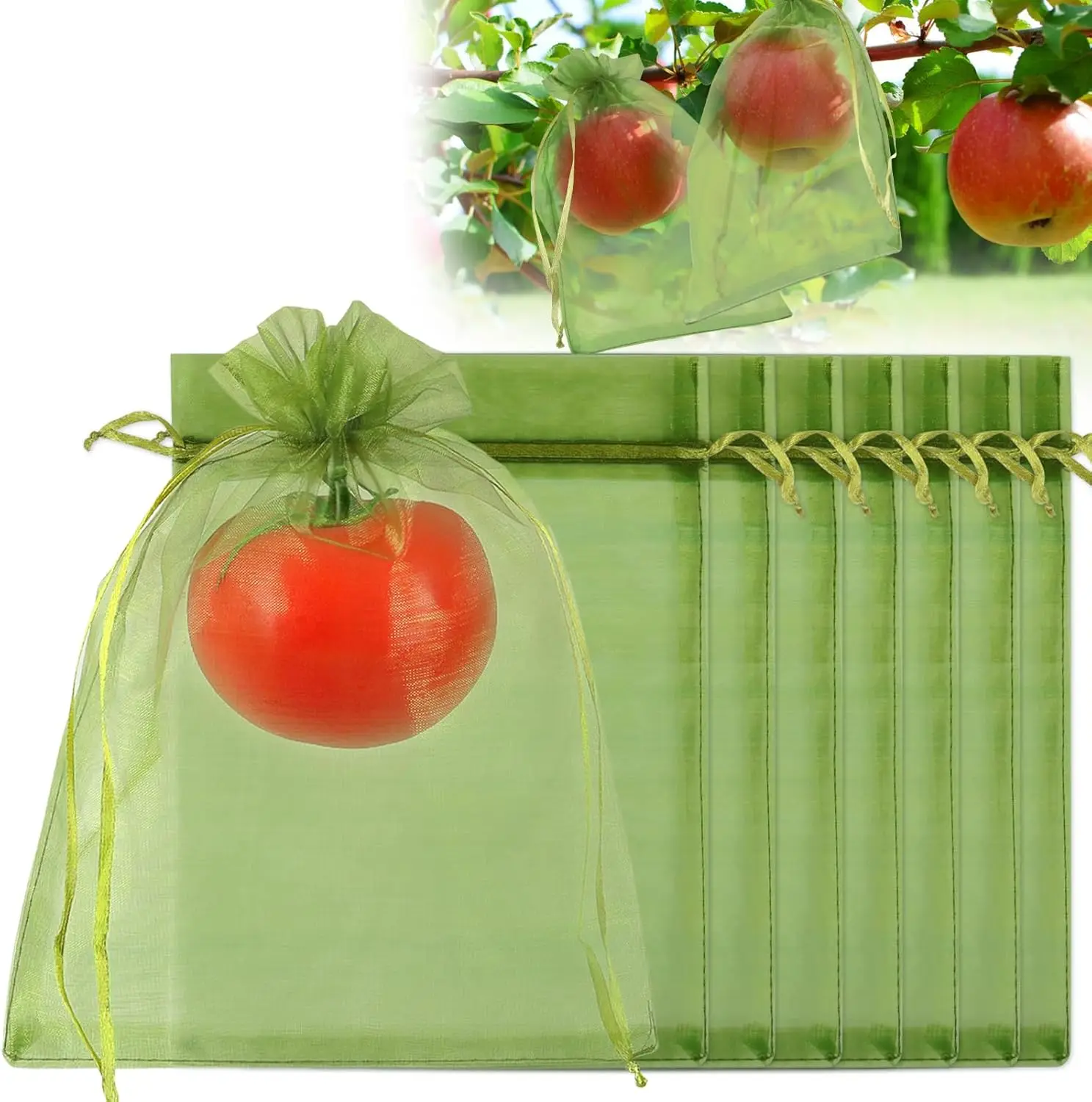 

100Pcs Fruit Protection Bags, 6x9 Inch Drawstring Mesh Bags for Apple Mango Pest Barrier