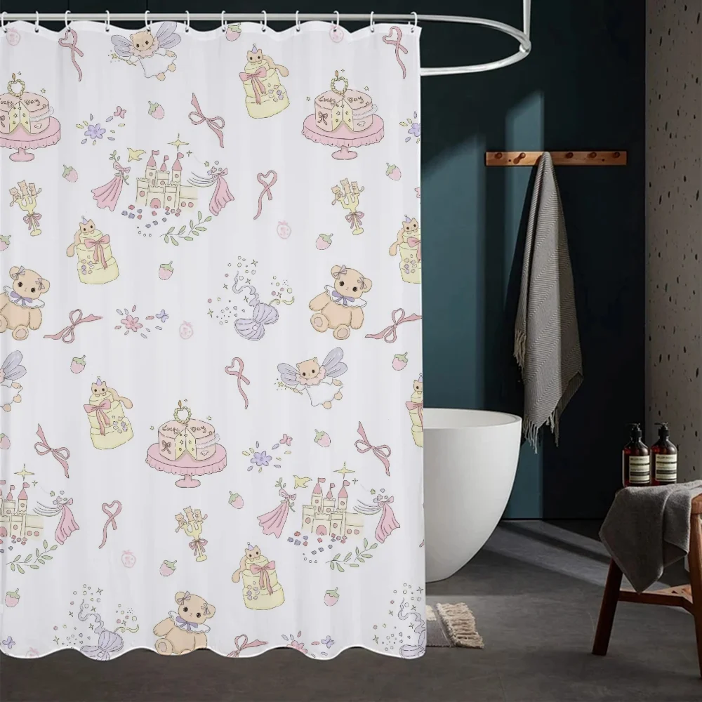 Tenda da doccia animale Kawaii tende da bagno in tessuto impermeabile per la casa accessori divisori pieghevoli camere da letto da bagno Quarto