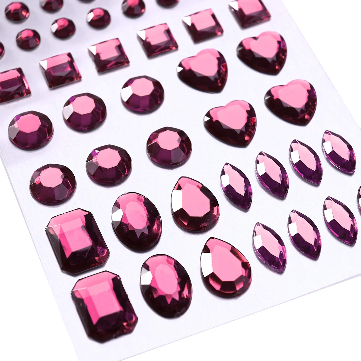 

Assorted Pink Acrylic Crystal Rhinestone Sticker Sheets Self-Adhesive Gems Stickers Various Shapes for Car Phone Craft Scrapbook