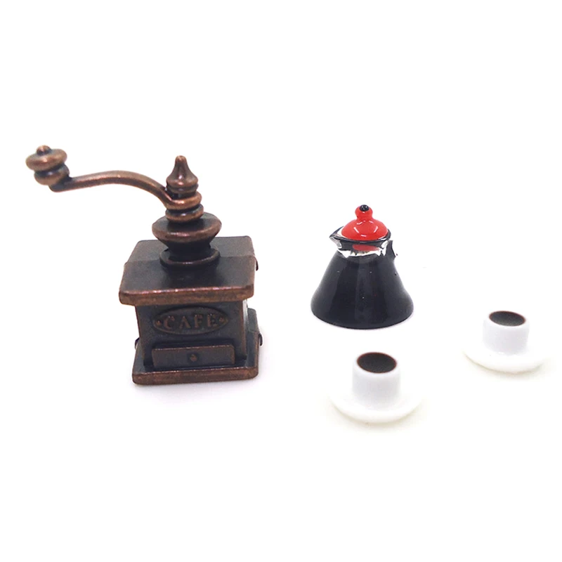 1:12 Dollhouse Miniature Coffee Maker Coffee Mug Cup Coffee Pot Set Model Dolls House Home Life Scene Decor Toy