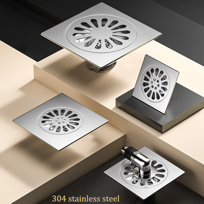 thickened-304-stainless-steel-high-displacement-odor-proof-floor-drain10x10cm-washing-machine-straight-through-floor-drain