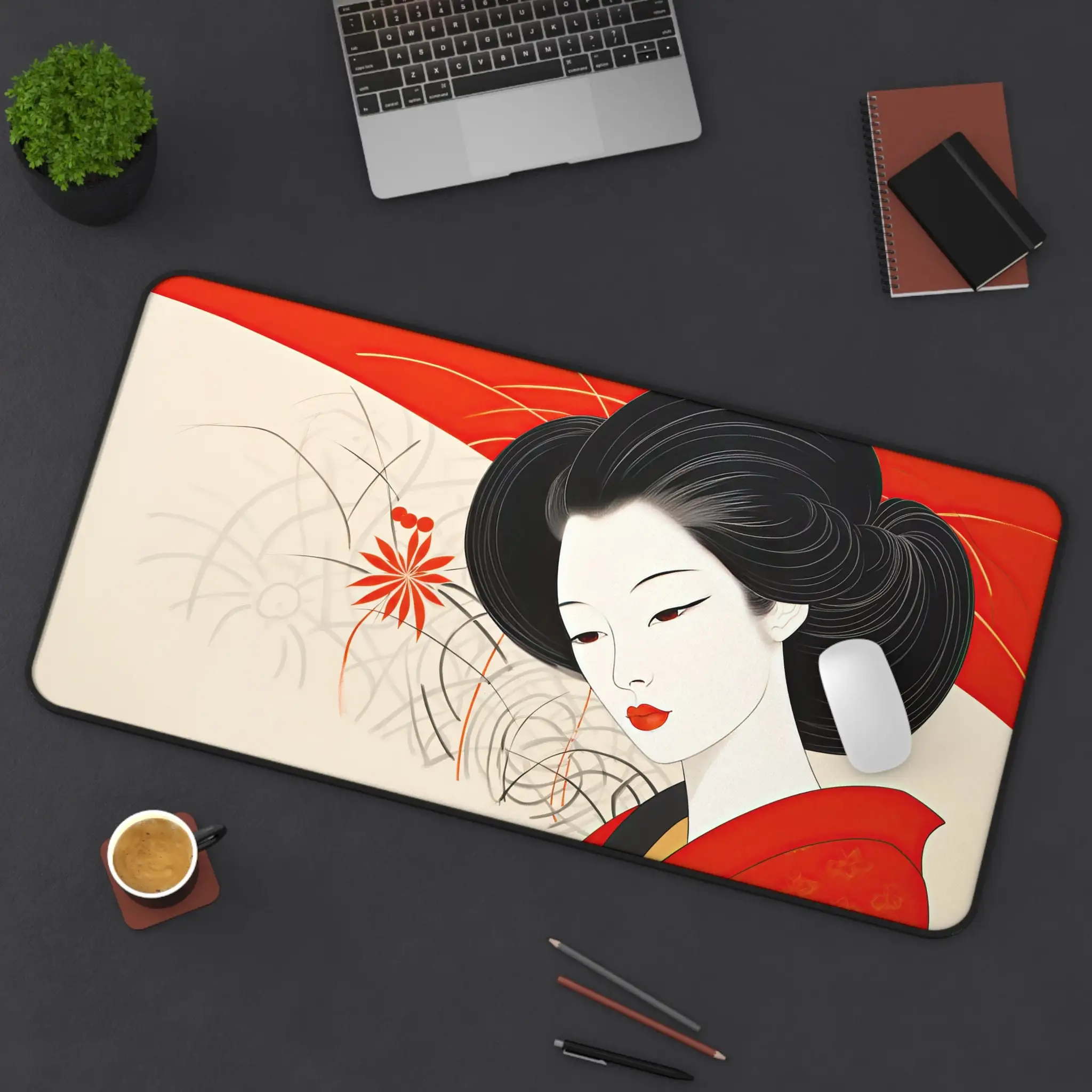 

Minimalist Geisha Art Desk Mat, Non-slip and Waterproof Mouse Pad, Minimalist Office Decor Mat, Perfect Gift for Friends.