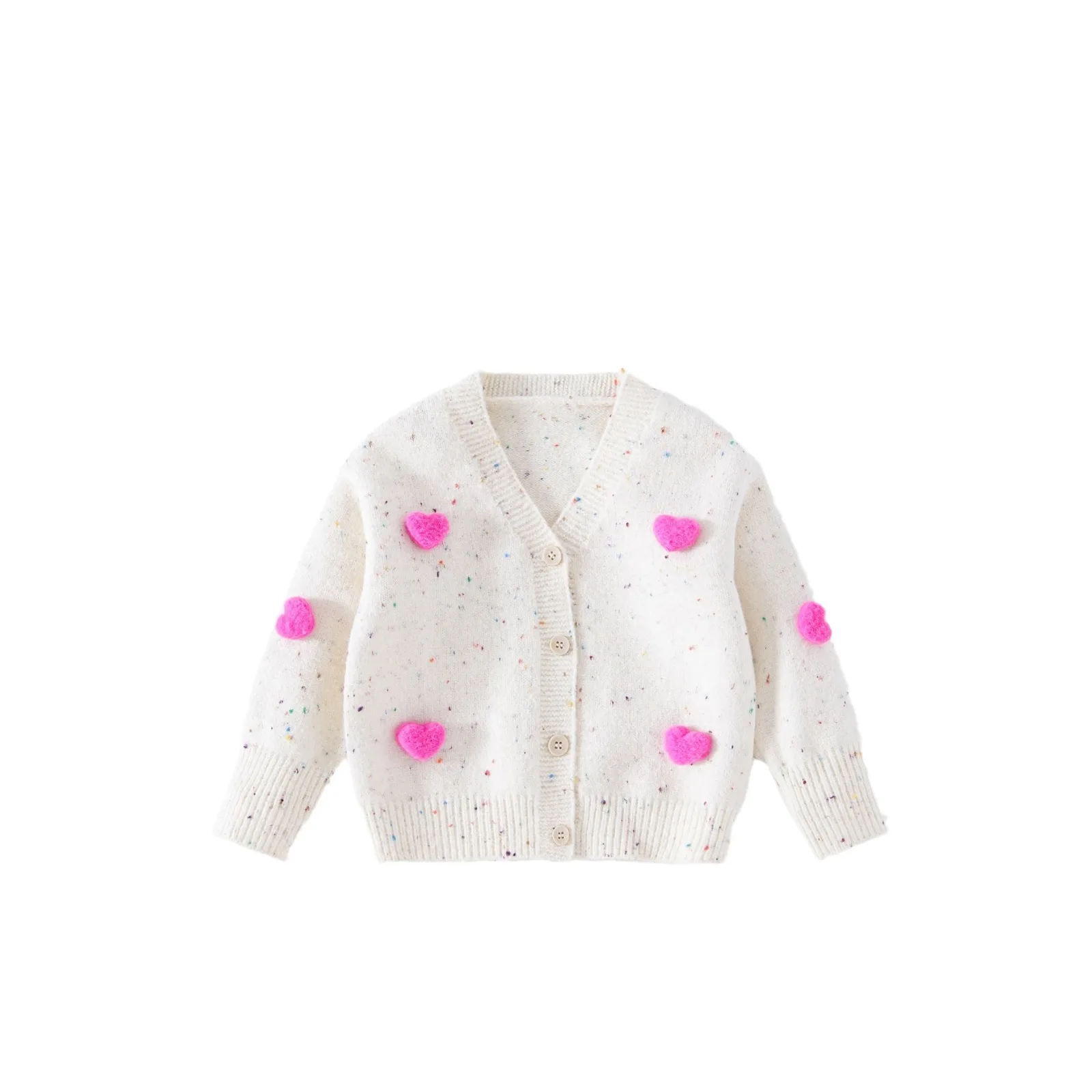 Girls' three-dimensional love sweater cardigan 2024 autumn new Korean version of children foreign style sweater coat 90-140cm image 2
