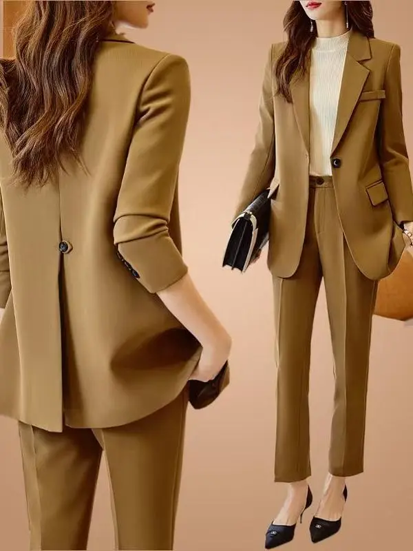

Elegant Women's Suit Jacket And Pants Set Chinese Brand Quality Long Sleeve Spring Autumn New Style Goddess Style Career Wear