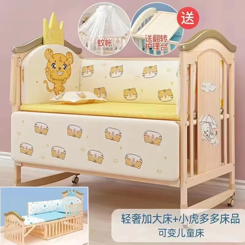 Safe Finish Solid Wood Cot: Foldable, Multifunctional, Mobile, and Bedside Attachable.