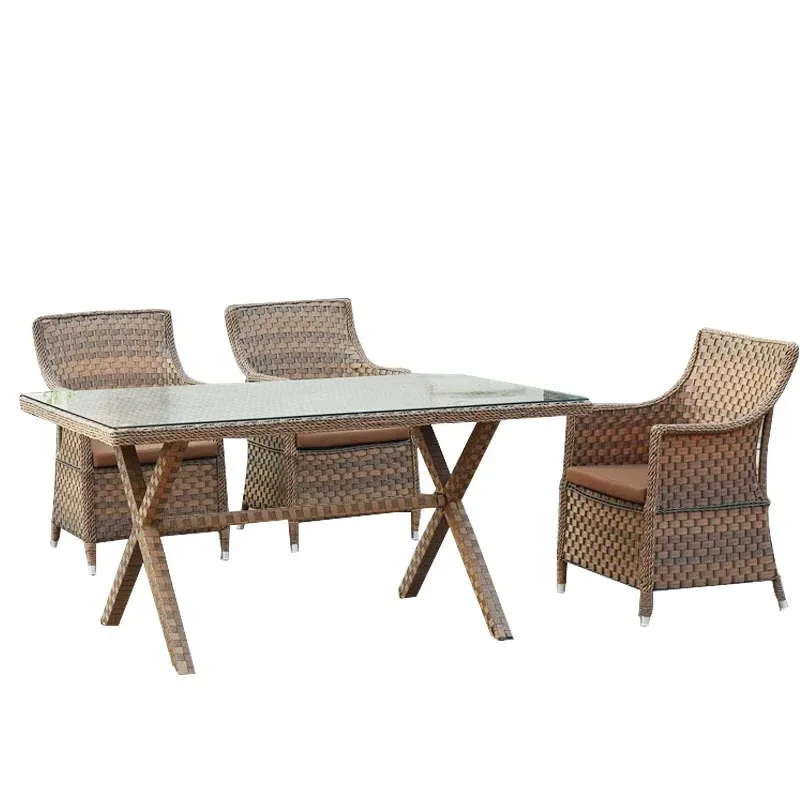 Outdoor furniture Garden Garden Balcony Rattan table and chair combination Cafe Rattan chair Tea table Five-piece dining table
