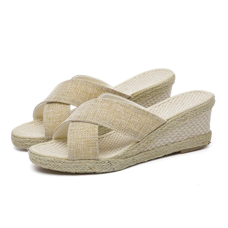 

Women's Summer Footwear Espadrilles Wedges Woman Slippers Sandals Designer Casual Comfort Pumps Platform Slides Female Flipflop