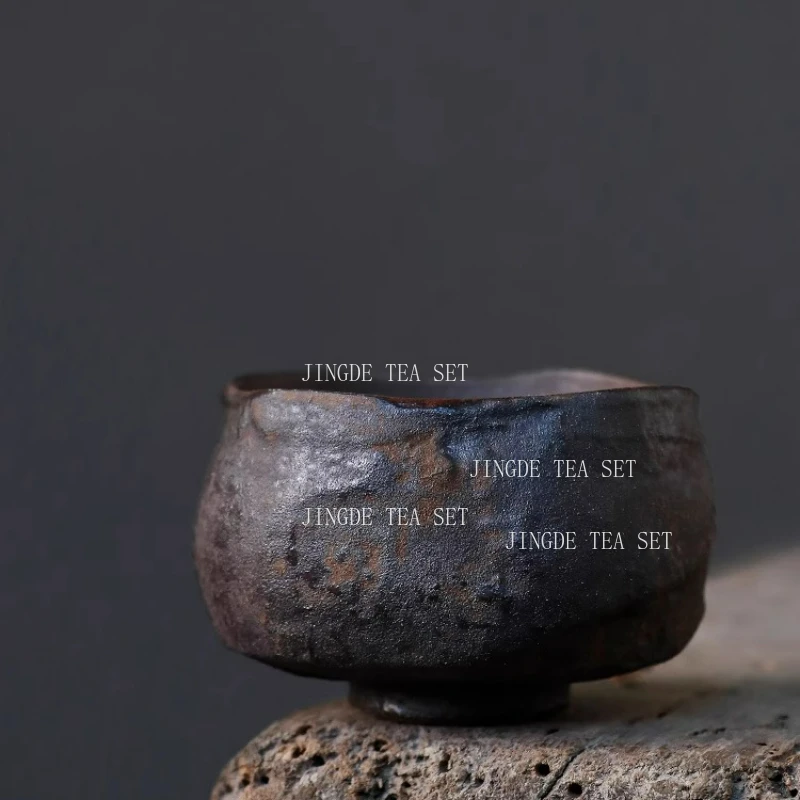 

Japanese Wabi Sabi style rough pottery handmade tea cup creative retro tea cup Pu erh tea cup