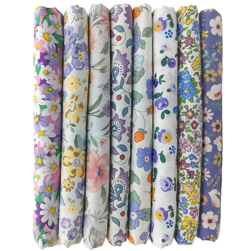 Color Painted Retro Floral Pattern Cotton Poplin Fabrics For Sewing Kid Dress Quilted Cloth Fabric DIY Handmade Patchwork Meter