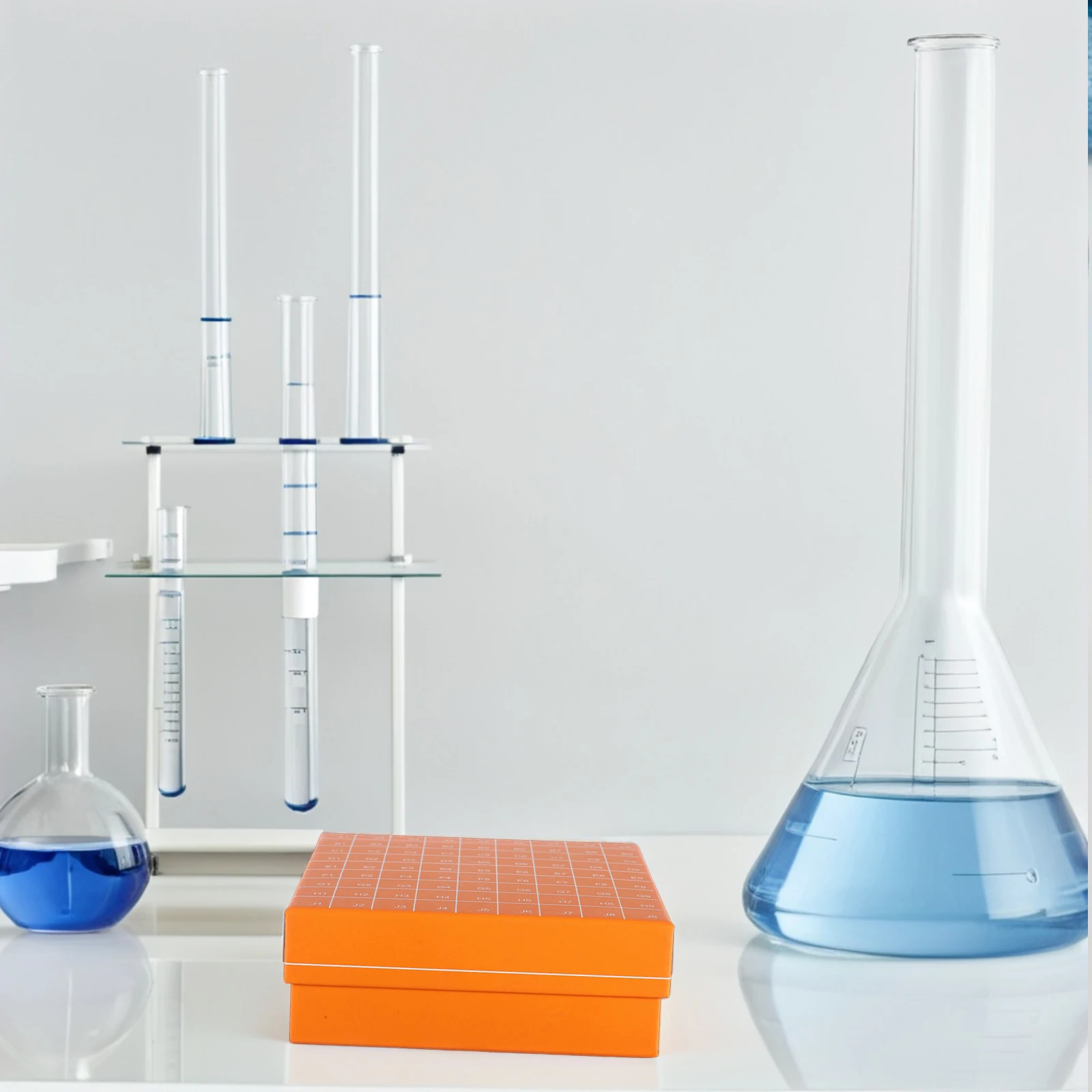 

81 Well Test Tube Storage Boxes 1-5ml Lab Containers Orange Partition Cryotube Freezer Box Microcentrifuge HolderTube Container