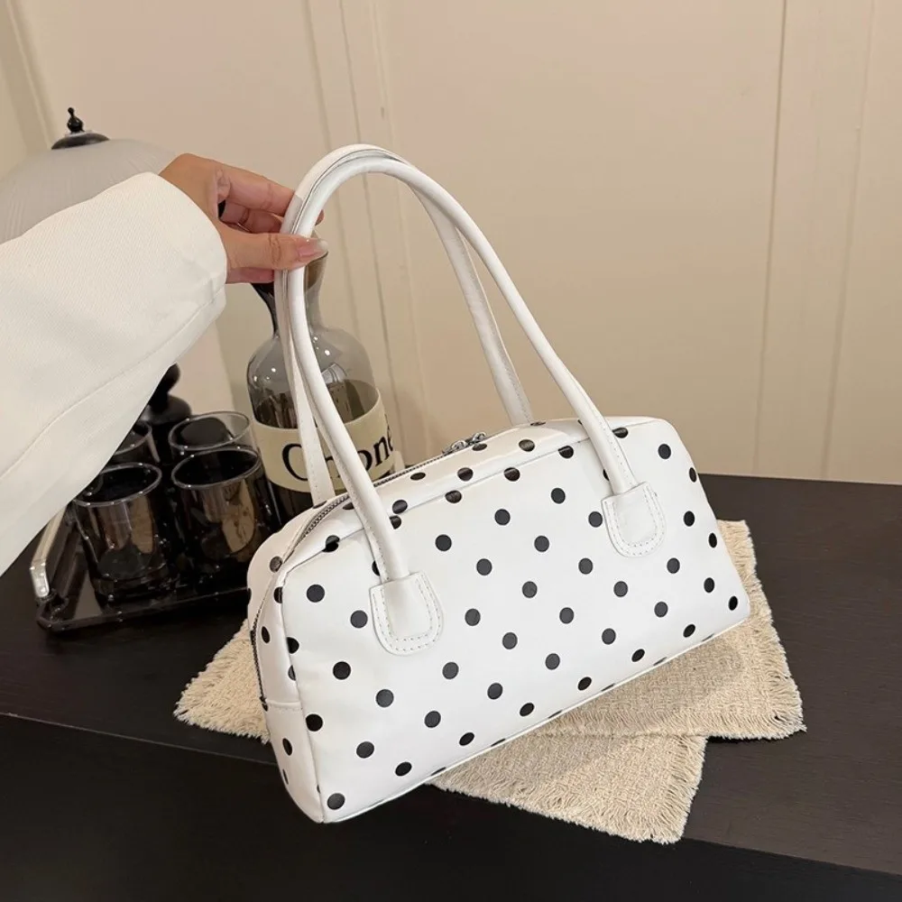Fashion Polka Dot Pattern Shoulder Handbag PU Leather Large Capacity Underarm Bag Zipper Ladies Handbag Women