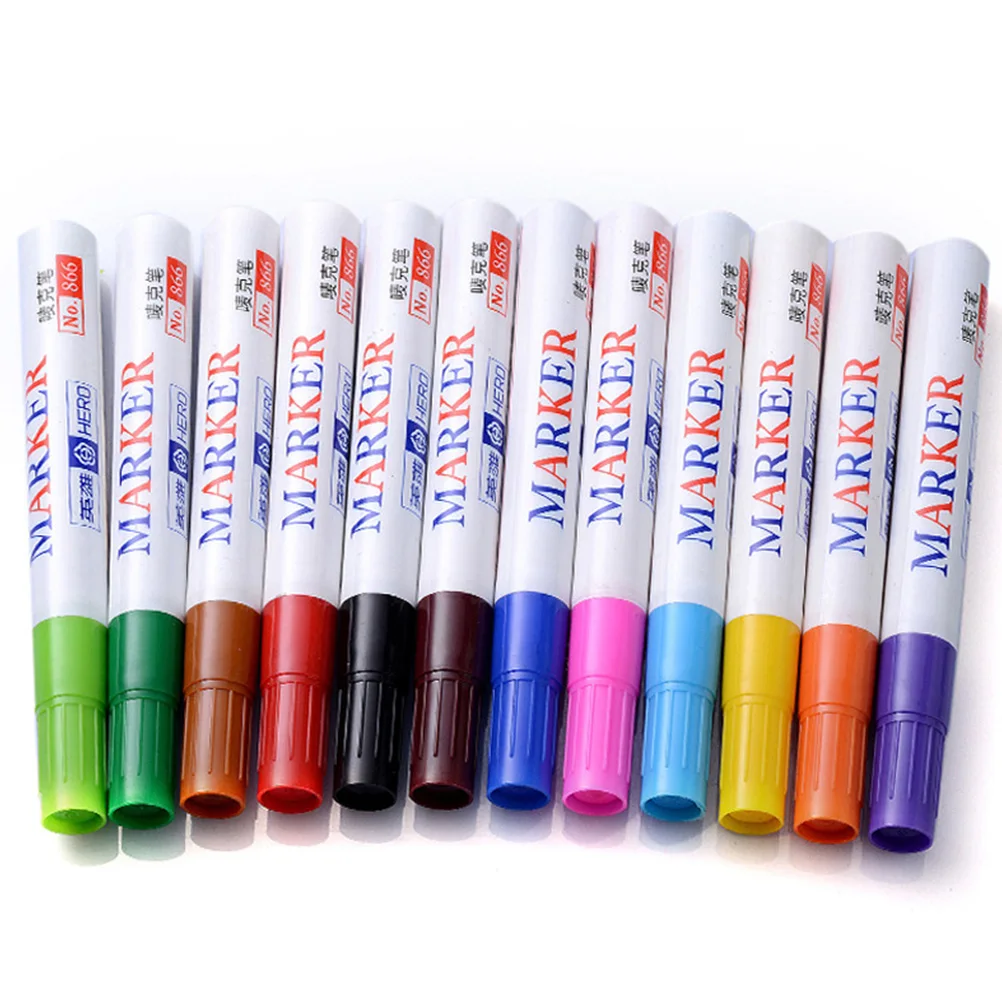 

12 Pcs Marker Paint Pens Oil Based Markers Vibrant Colors Kids Art Supplies Watercolor Set Coloring Illustration Drawing Tools