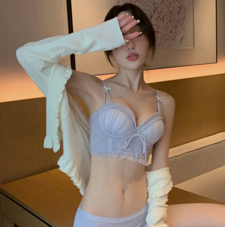 UBAU Small breasts underwear female adjustment gathered sweet girl wind bra without steel ring flat chest special bra set