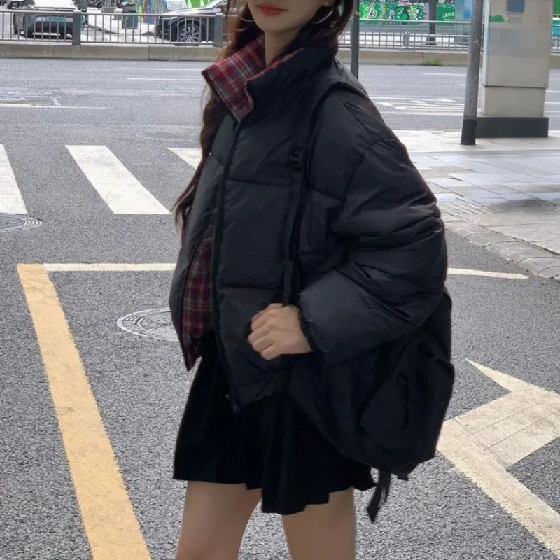 الوقوف طوق قصيرة القطن وسادة مبطنة المرأة الخريف الشتاء الأمريكية الجديدة تنوعا عكسها سترات سوداء دافئة الخبز معاطف #5