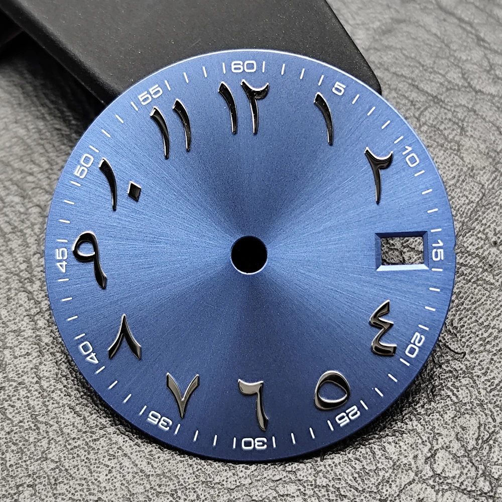 28.5mm Watch Dial For NH35 Movement Arabic Numeral Marks Black/Silver Watch Face Mod Parts Accessories DIY Logo
