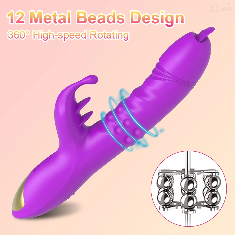 Rabbit Vibrator G-Spot Vaginal Stimulator Telescopic Clitoral Female Masturbator Massager Licking Dildo Adult Sex Toys for Women