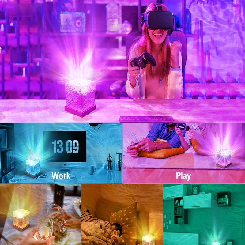 1-2Pack Ocean Wave Projector Light 16 Colors Midnight Aura Aurora Glow Lamp Home Office Bar Restaurant Projector Night Light