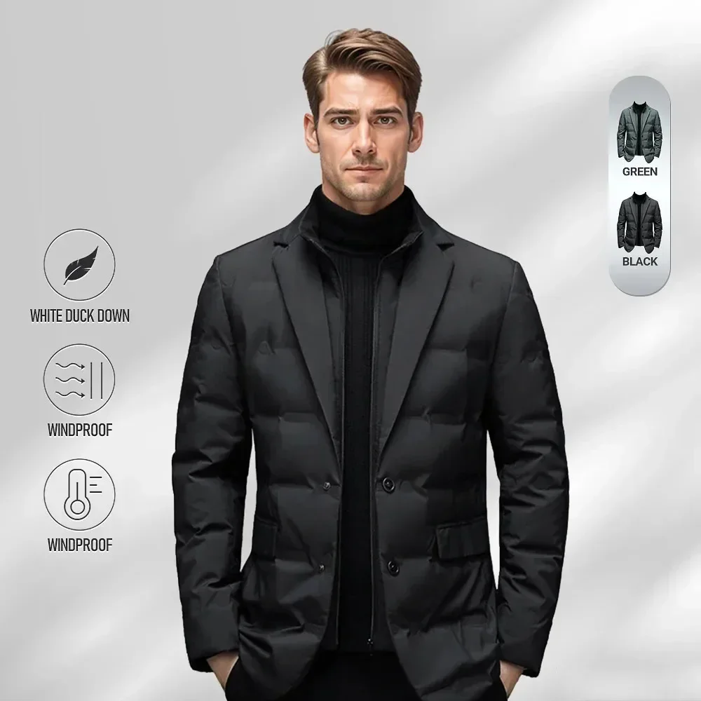 Winter Men Coldproof Windproof Down Jacket Suit Scarf Collar Simple Down Jacket  Popular High-end High Quality Male Clothing