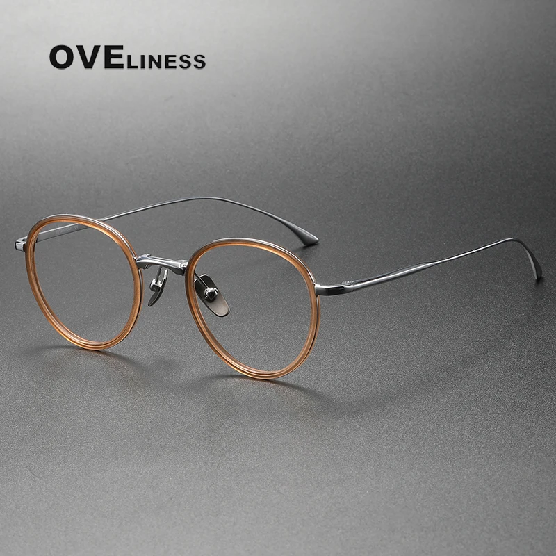 

2023 Acetate Titanium Glasses Frame for Men Women Vintage Round Prescription Eyeglasses frames Spectacles Myopia Optical Eyewear