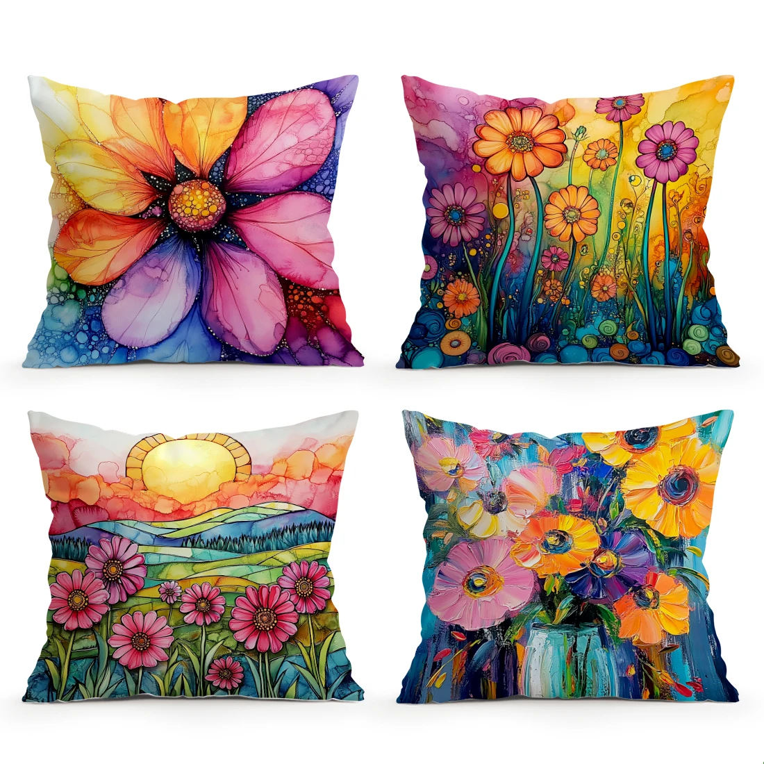 

Color Abstract Floral Design Cushions Pillowcase Polyester Cushion Cover Throw Pillow Sofa Decoration Pillowcover Home Decor