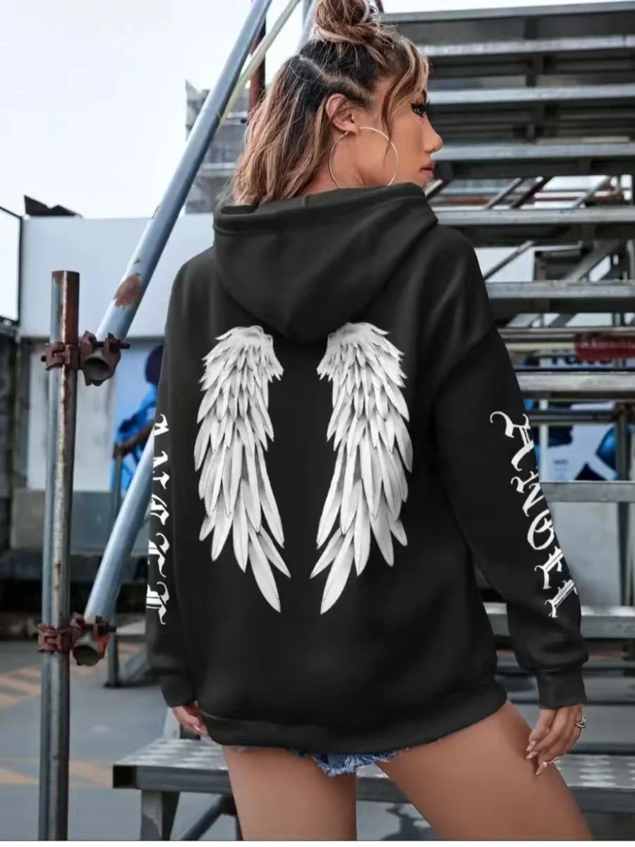 

Свободная модная толстовка с принтом, с длинными рукавами, повседневный топ, женская удобная толстовка, уличная одежда, весенняя коллекция