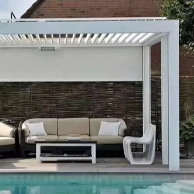 

Outdoor Electric Aluminum Pergola Garden Sunshade Louvered Roof