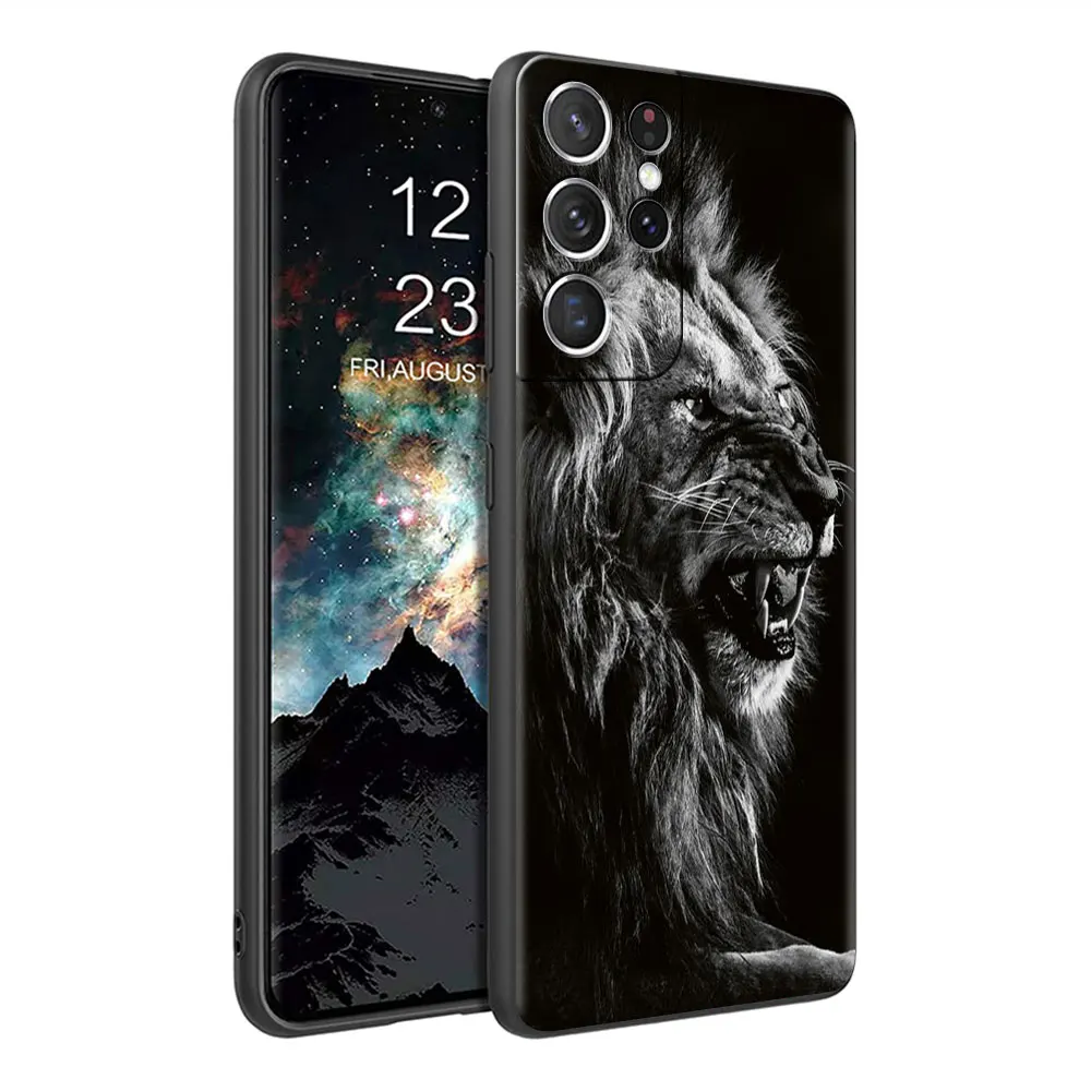 Wolf Lion Animal Case For Samsung Galaxy S24 S22 S21 S23 S20 FE S10 Plus Note 20 Ultra 10 Plus Soft Phone Shell Black Cover S24+