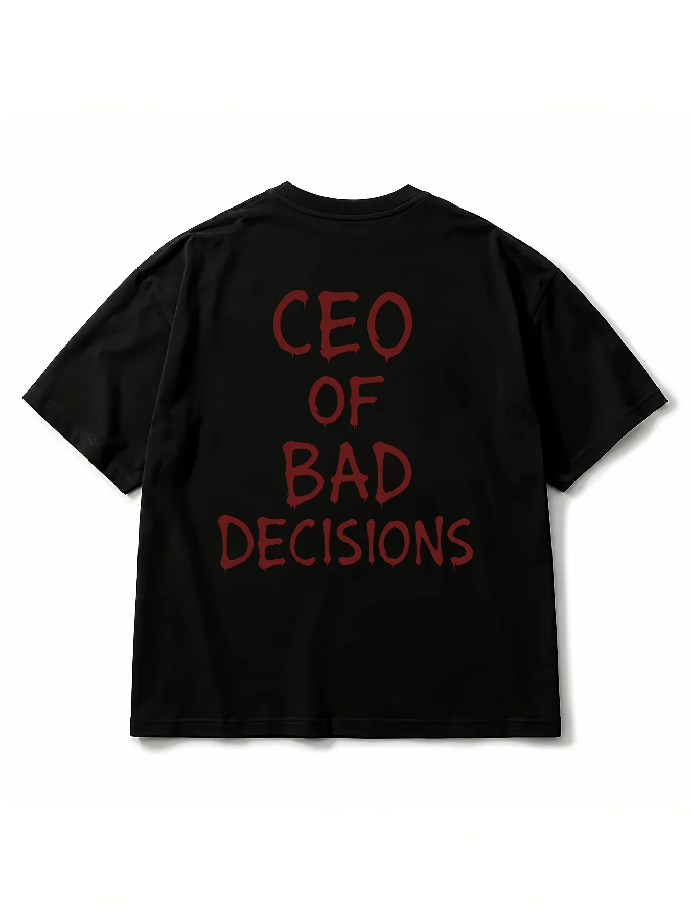 CEO OF BAD DECISIONS Printed Casual Round Neck Short Sleeve T-Shirt Casual Top Suitable for Spring and Summer