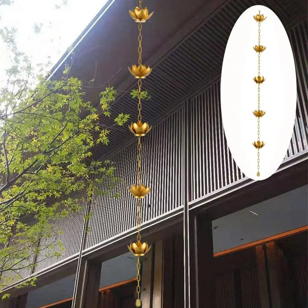 

Lotus Rain Chains for Gutters Pouring Cups Flower Cups Rain Chains Rainwater Catcher Chains for Outside Home Yard Roofs Awnings