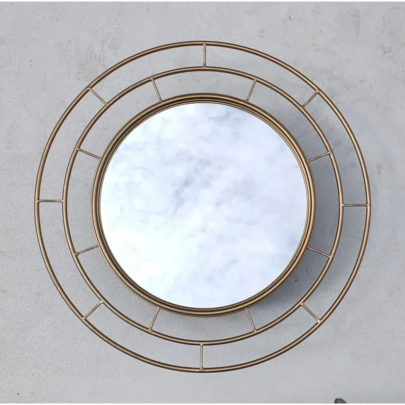 70cm Large Round Gold Wall Mirror Modern Creative Iron Frame Decorative Hanging Mirror for Living Room Home Furniture