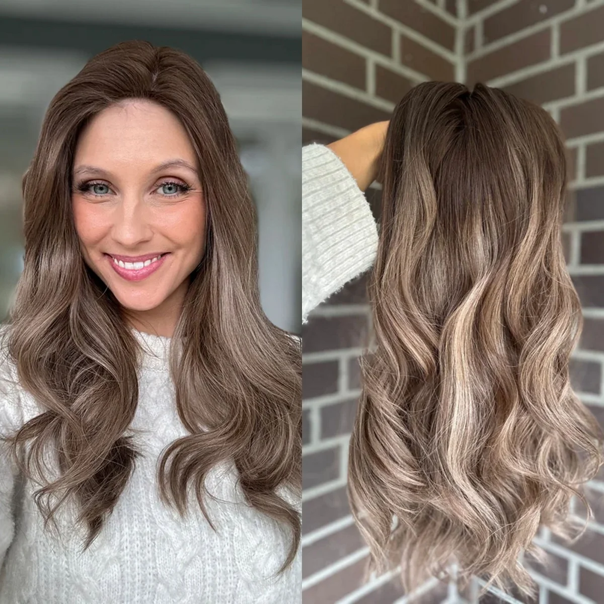 

Синтетические парики омбре светло-коричневого цвета, длинные, без клея, с реалистичной линией волос, для повседневной носки и вечеринок, 22 дюйма, 13*4 HD прозрачный кружевной парик