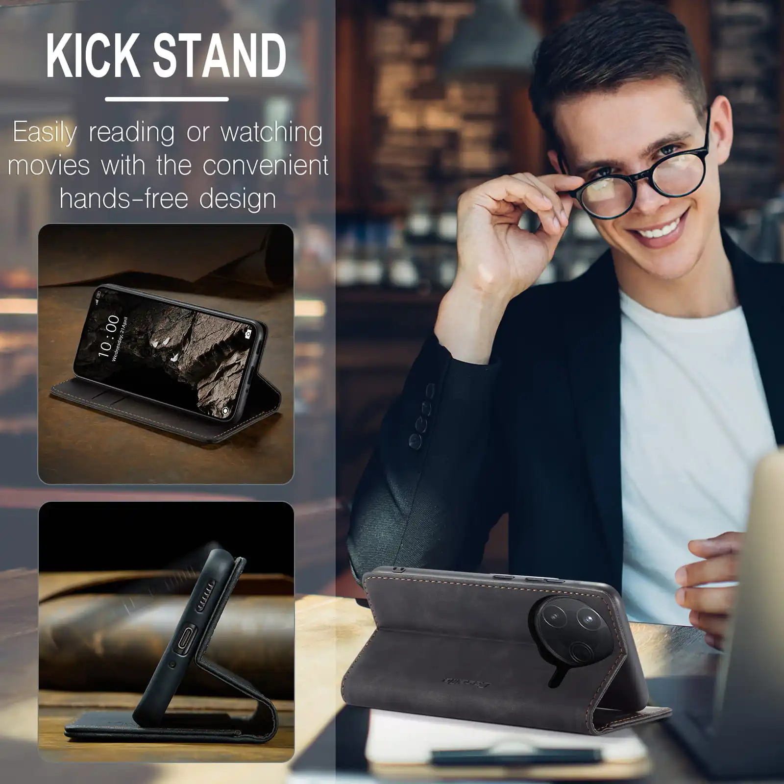 Luxuriöse Retro-Hülle für Xiaomi Poco F7 Pro, mehrere Kartenfächer, Standfunktion, Handyhülle für Poco F7 Ultra, Leder-Geldbörse