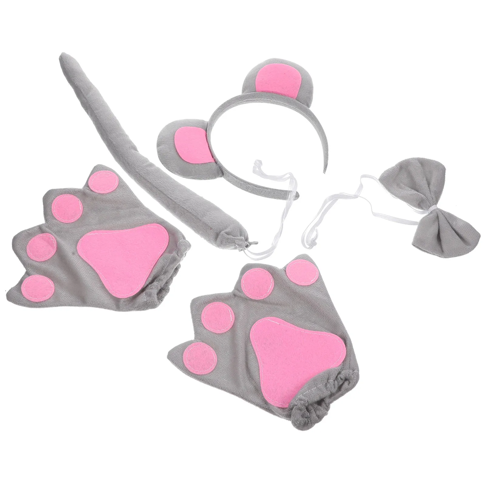 1 セットマウスヘッドバンドテールボウ動物コスチューム軽量パーティー装飾コスプレアクセサリー女性フェスティバル用