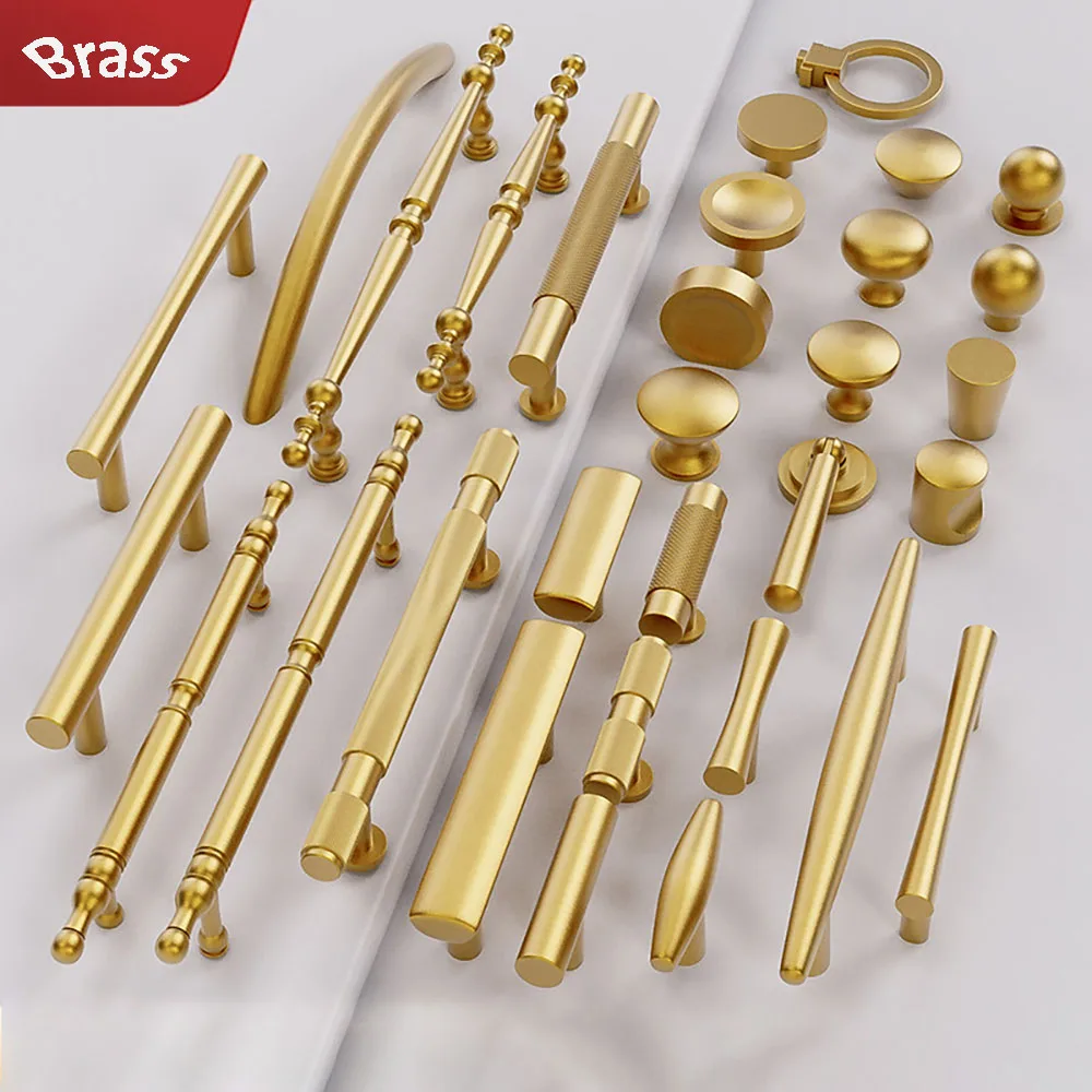 13.5-50mm Single hole Cabinet Door Handle Pure Brass Cabinet Small Handle Modern And Simple High-End Drawer Wardrobe Door Handle