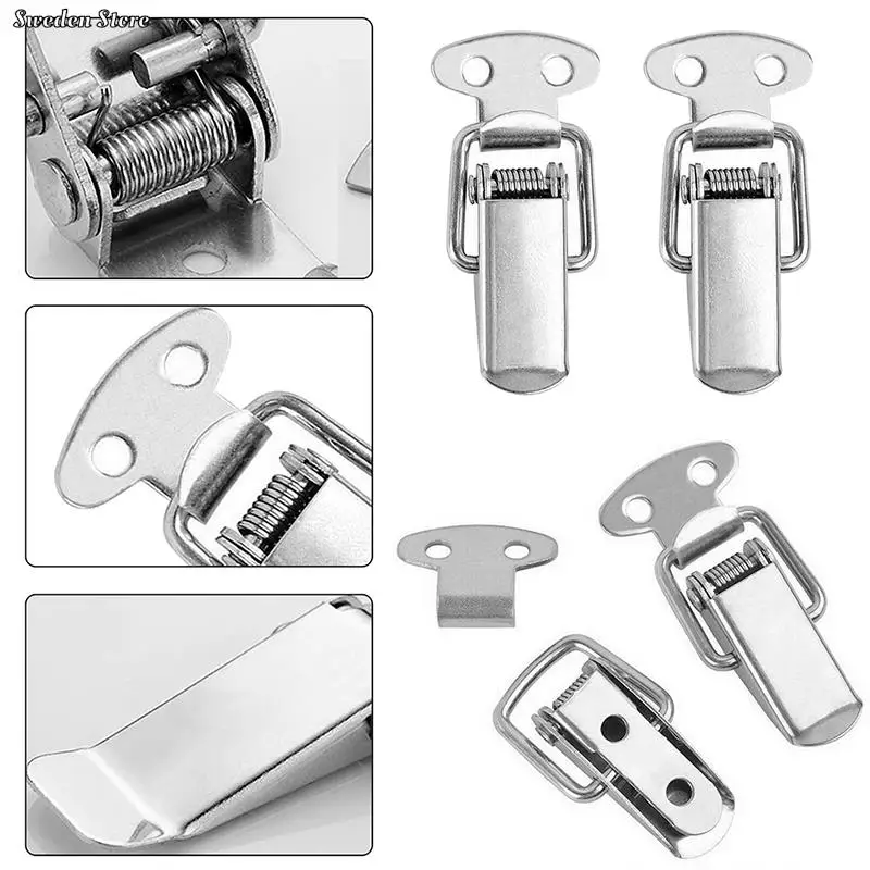 Mini Stainless Steel Cabinet Boxes Spring Loaded Latch Catch Toggle Clamp Hasp Lock For Chest Box Gift Suitcase Case Wholesale