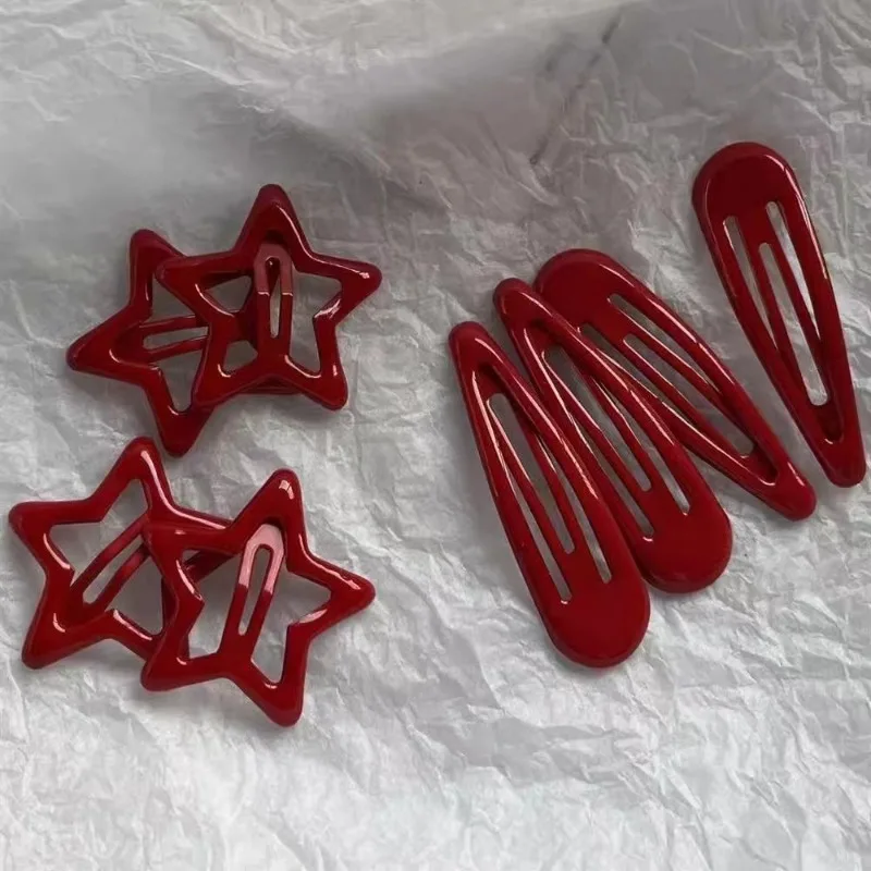 

Lucky red five-pointed star hairpin bb clip bangs broken hairpin hairpin edge clip