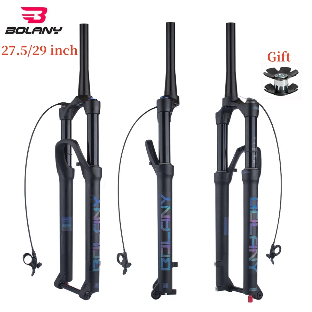 

BOLANY 27.5 29 Boost MTB Air Suspension Fork 120mm 140mm Travel Rebound Adjustment Mountain Bike Fork Thru Axle 15x110 15x100