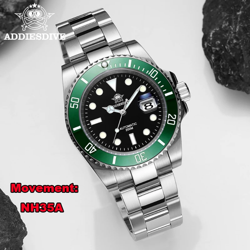 

ADDIESDIVE Movement Automatic Watch NH35A Sapphire Crystal Mechanical Wristwatch 200m Diving Super Luminous Watches reloj hombre
