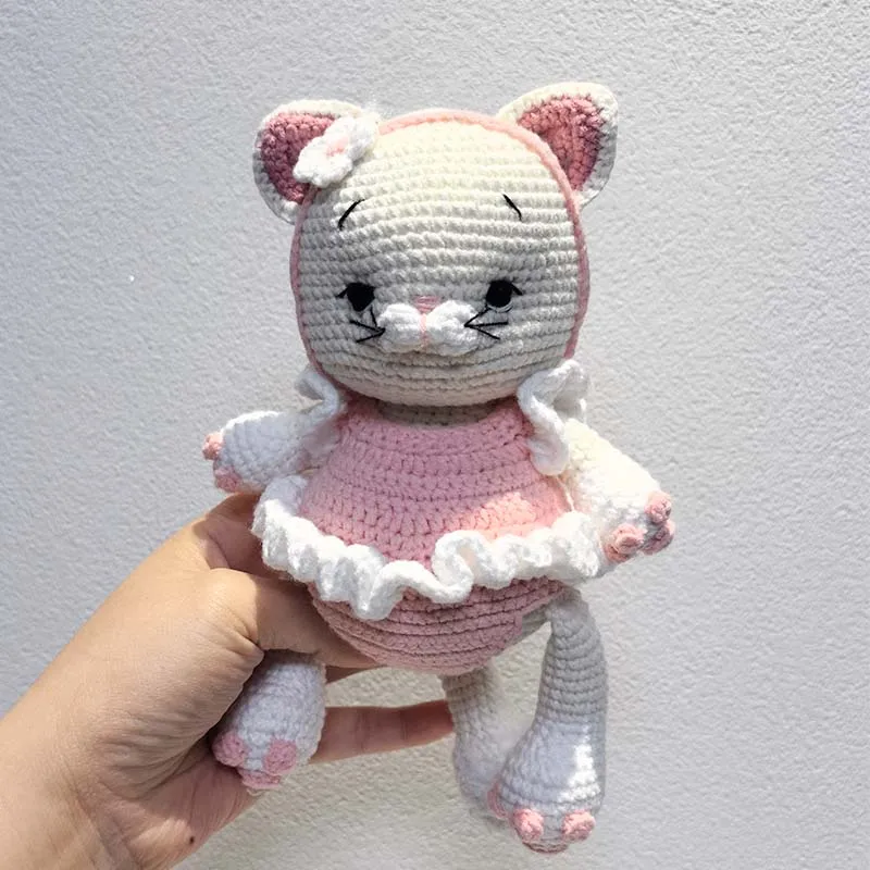 Bebê crochê gato de pelúcia algodão crochê bonecas feitas à mão pequenos animais amigurumi crochê plushies brinquedo boneca terminada