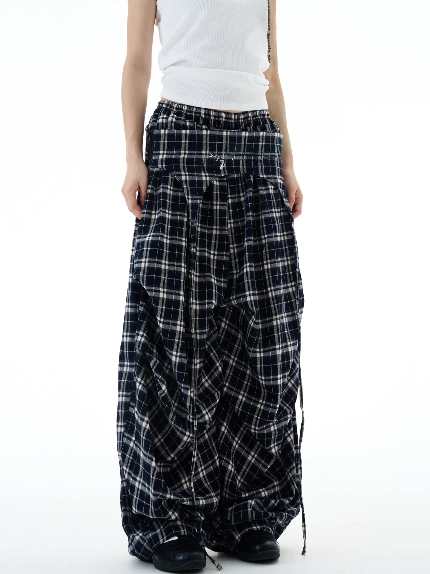 Yeboon American Sle pantalones casuales sueltos bordados pantalones de trabajo de pierna ancha a cuadros para mujer temporada de verano tubo recto