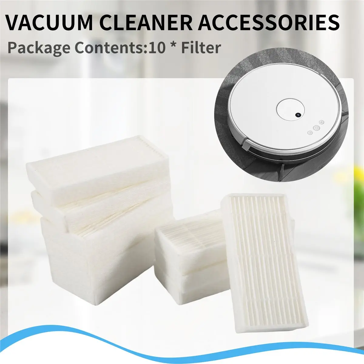 

[ABPO] 10PCS Washable Hepa Filter Replacement Parts for Midea VCR04W Robot Vacuum Cleaner Accessories Filters