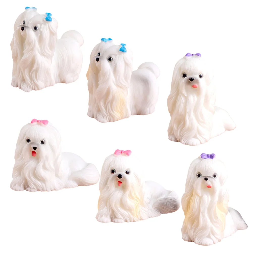 

6 Pcs Micro Landscape Mini Puppy Decorative Resin Gardening Landscaping Accessories (6 Maltese Dog Models) 6pc Animal