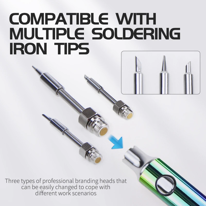 Cordless Soldering Iron Pen Built-In 350mAh Battery, USB Rechargeable 3-Level Temperature Cartridge Tool For Electronics Repair