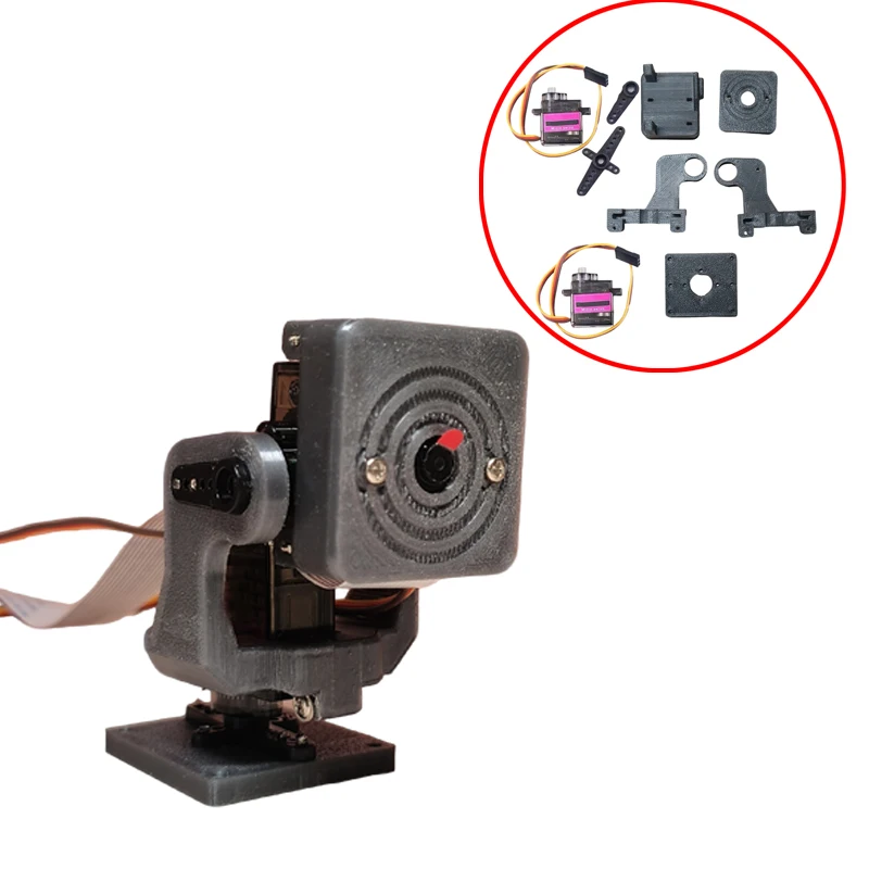 1Set Gimbal Dual-Axis Montagehalterung 4B/3B/3B+ Kameraobjektivhalter 9g Metallservo 180 °   Richtung drehbar für FPV-Drohne/Auto