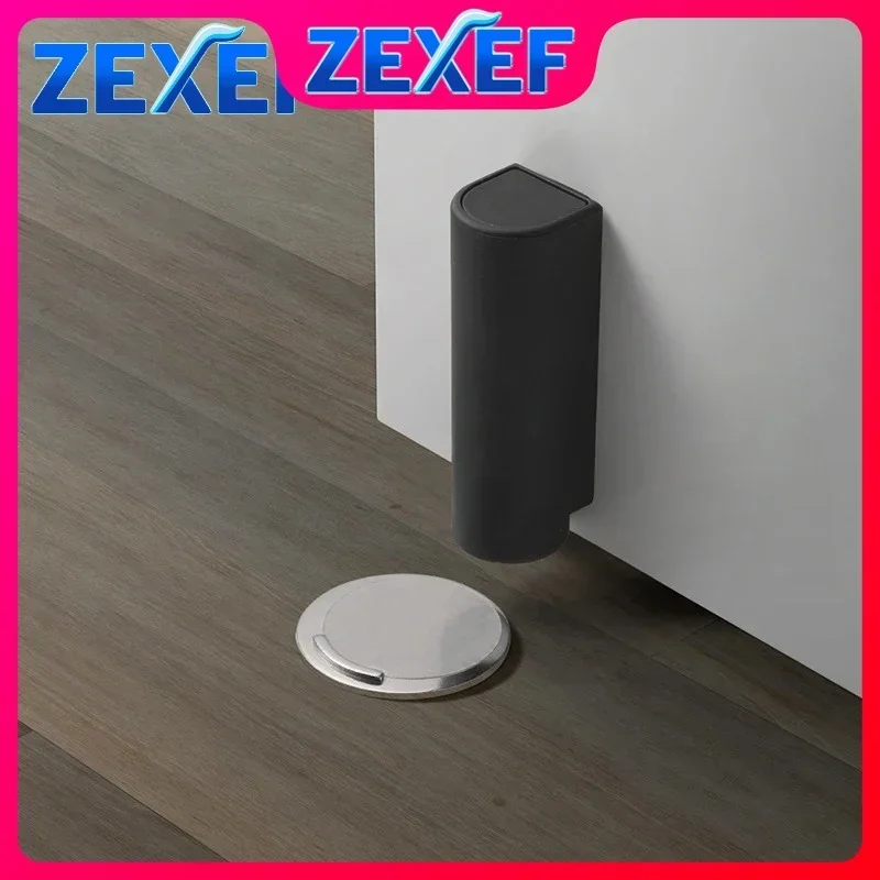 

Home Adhesive Door Bumper Magnetic Stopper Close Prevention Black Stop Free Milk Block Nail Accessories Base Hardware Closer